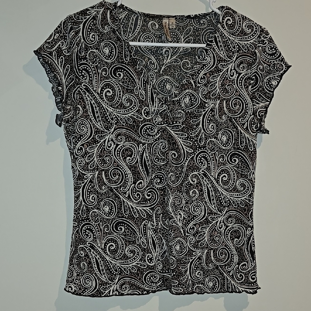 Susan Lawrence Black Fitted Cap Sleeve Blouse